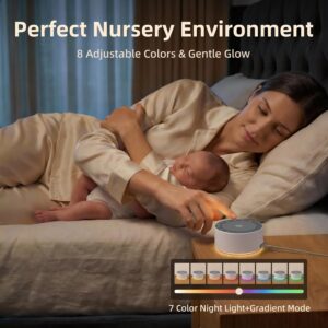 Kipcush white noise machine with nursery night light and 30 soothing sounds
